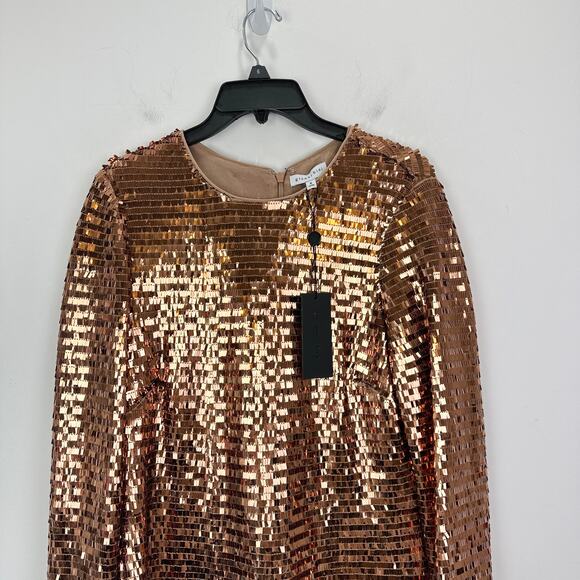 Gianni Bini Celeste Sequin Sequin Dress Shift Long Sleeve Copper Party US 6 NWT - Picture 9 of 11